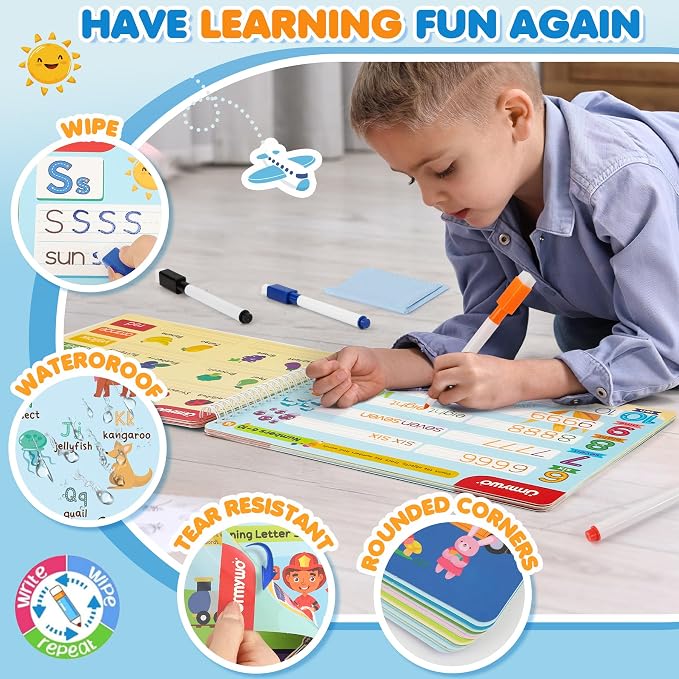 Preschool Learning Activities Kindergarten Workbooks, Toddler Alphabet Learning Educational Toys for 3 4 5 6 Year Old, Writing Practice Tracing Activity Books, Travel Toys,Learning Book Gifts for Kids