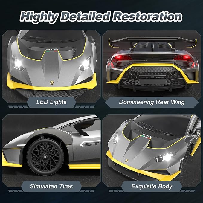 Lamborghini Remote Control Car, 1:18 Scale Lambo Toy Car, Officially Licensed Fast Rc Cars with Led Light, Race Car Toys for 4-12 Boys Girls Adults Birthday Ideas Gift.