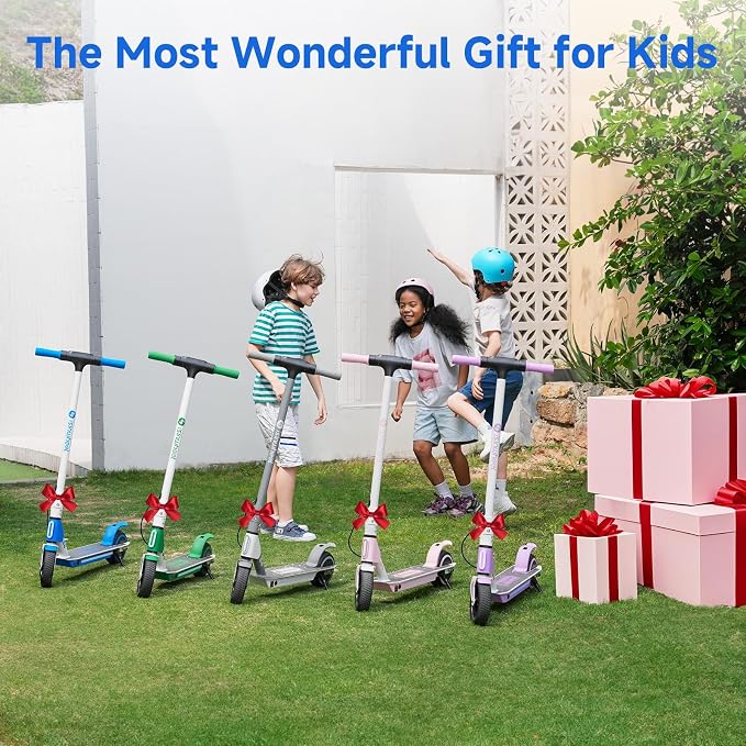 isinwheel S4 Electric Scooter for Kids Ages 6-14, 200W Foldable Kids Electric Scooter with 3 Speeds (5/8/12 Mph), LED Display, Colorful Lights, Gift for Kid