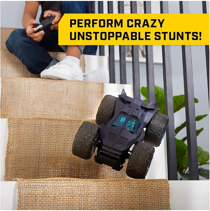 DC Comics, Batman Stunt Force Batmobile, Indoor Remote Control Car, Turbo Boost & Crazy Stunts, Collectible Super Hero Kids Toys for Boys and Girls 4 and Up