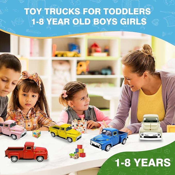 Little Red Truck Toy for Toddlers 3 4 5 6 7 8 Year Old Boys Girls,1:32 Alloy Toddlers Car Toy Driveable,Car Door Can Open,Toy Trucks for Kids Easter Christmas Birthday Gifts
