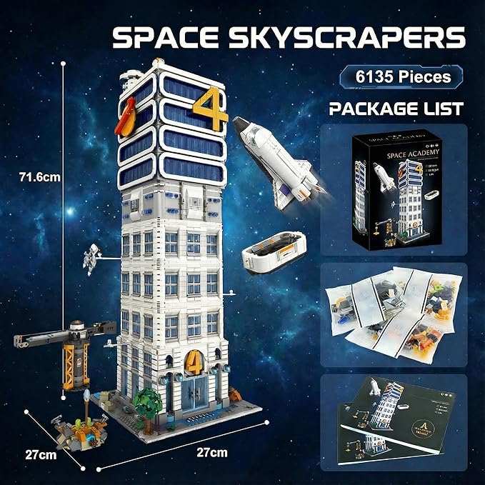 Skyscrapers Modular Building Blocks,71cm Tall Four Heroes Tower Building Architecture Set -Space Academy Collectible Display Toy with Adults, Sci-Fi MOC Construction Gift(6135pcs)