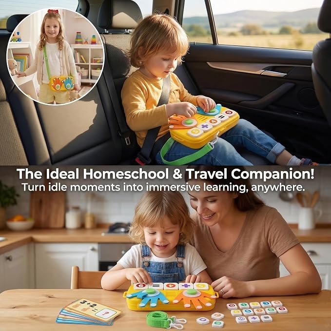 Montessori Educational Toys for 3 Year Old, Upgraded Washable ABS Math Manipulatives & Number Blocks Toys, Splinter-Free Finger Counting Board for Homeschool Travel, Boys Girls