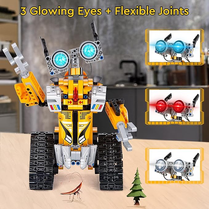 Sillbird Robot Building Kit with Remote Control STEM Gifts for Boys Age 8-13, Coding Buildable Robotic Toys for Kids Birthday with 468 Pieces