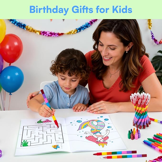 JOYIN 24-Pack Mini Coloring Books Crayons, Bulk Coloring Book Set, Party Favor for Kids 4-8, Birthday Goodie Bags, Classroom Gifts for Students