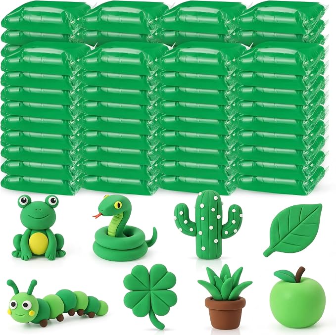 VioraWhite 72 Pcs 38oz Air Dry Clay Bulk Modeling Magic Ultra Lightweight Foam Modeling Clay for Kids Adults DIY Gifts Party Arts Crafts and School Project Supplies(Emerald Green)