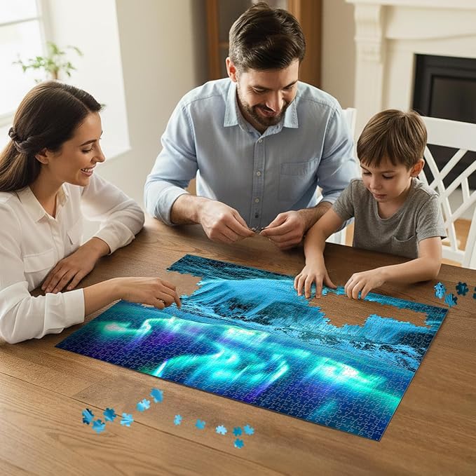 Aurora Waterfall Puzzles for Adults 1000 Pieces,Impossible Hard Challenging Jigsaw Puzzles for Adults,Northern Lights Cascade Nature Art,Immersive Wilderness Wall Art Decor,Gifts for Nature Lovers