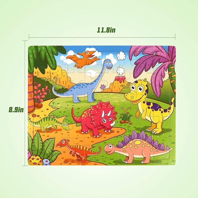 SYNARRY Wooden Jigsaw Puzzles for Kids Age 3-5 Year Old, 4 Pack 24-40 Pieces Preschool Educational Learning Toys Gift Set for Children, Easter Basket Stuffers Gifts for Kids