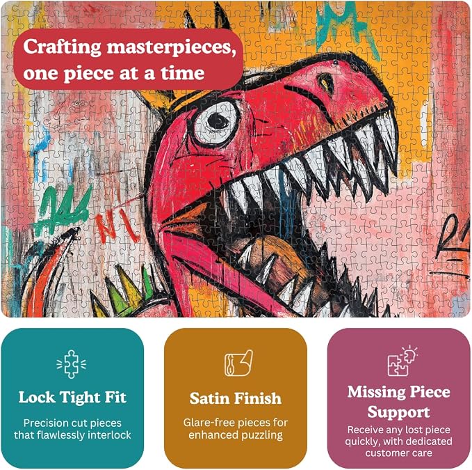 Cross & Glory - King Chompsalot - 1000 Piece Jigsaw Puzzle for Adults | Best New Dinosaur Puzzle | Prehistoric T-Rex Artwork | Challenging and Fun Puzzle Experience
