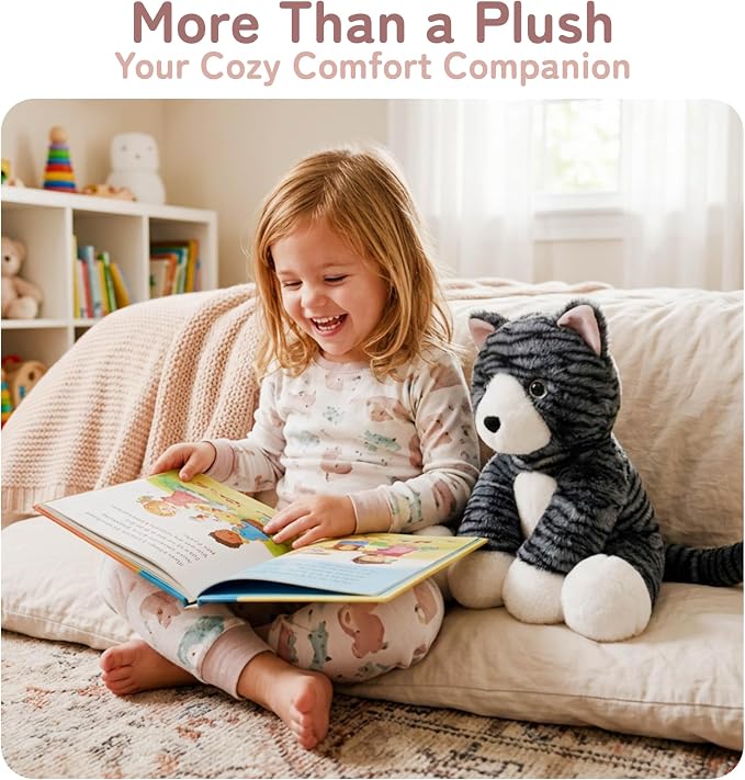 Niuniu Daddy 14" | 3.5 Pound Cat Weighted Stuffed Animals for Kids & Adults, Large Weighted Plush Pillow for Sleeping Calming, Cute Sitting Plush Toy Huggable Gift for Everyday Comfort