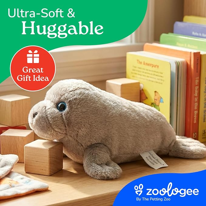 The Petting Zoo Manatee Stuffed Animal Plushie, Gifts for Kids, Scoopz Sealife Animals, Manatee Plush Toy, 10 Inches