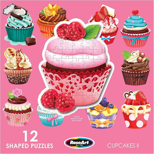 RoseArt - 12 Mini-Shaped - Cupcakes II - 500 Piece Jigsaw Puzzles for Kids and Adults