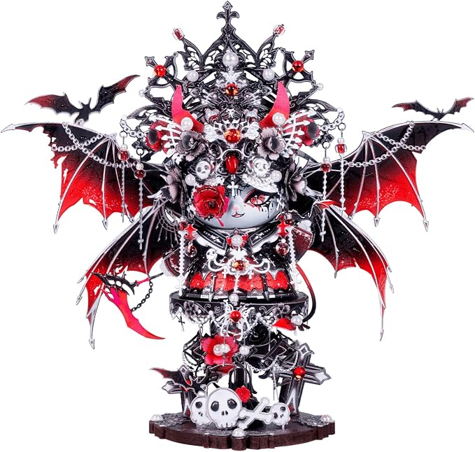 MU 3D Metal Puzzles for Adults Magnetic Interchangeable Cat Head Puzzle Vampire Dark Queen Kitty with 2 Base, Spooky Puzzle Metal Models Kits Building, DIY Sets Cat Lover Owner Gifts Collectibles