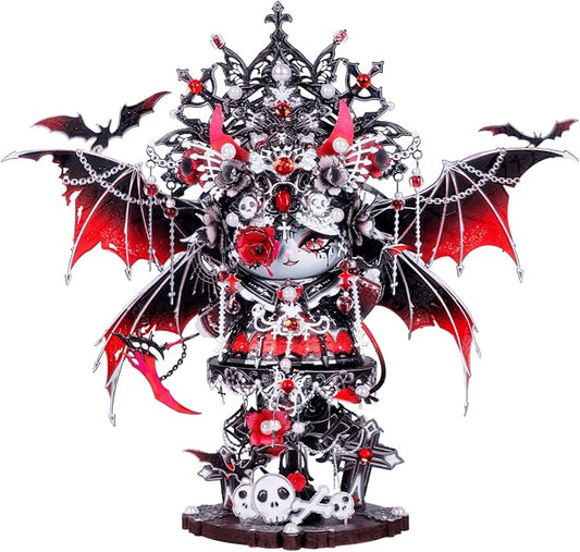 MU 3D Metal Puzzles for Adults Magnetic Interchangeable Cat Head Puzzle Vampire Dark Queen Kitty with 2 Base, Spooky Puzzle Metal Models Kits Building, DIY Sets Cat Lover Owner Gifts Collectibles
