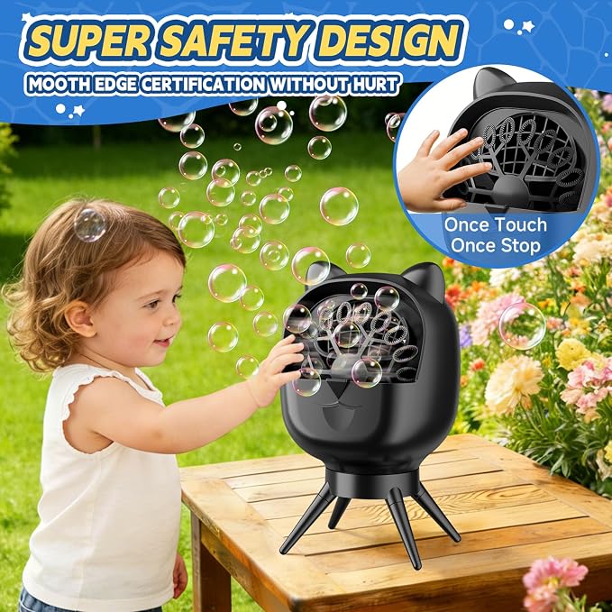Bubble Machine for Kids,Automatic Rotation Bubble Maker 1800mAh Rechargeable Battery, 500ml Large Tank 2 Speed Control Type-C Charge Bubble Toys for for Kids, Weddings, Birthday Parties