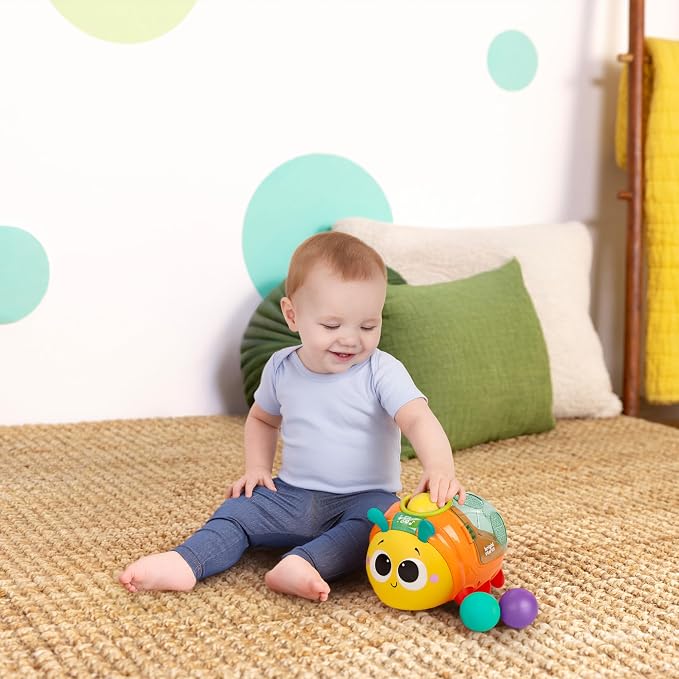 Bright Starts Spin ’n’ Chase Bug Ball Popper Toy with Lights & Music, Crawling Baby Toy Encourages Movement & Motor Skills, Unisex, 6 Months+