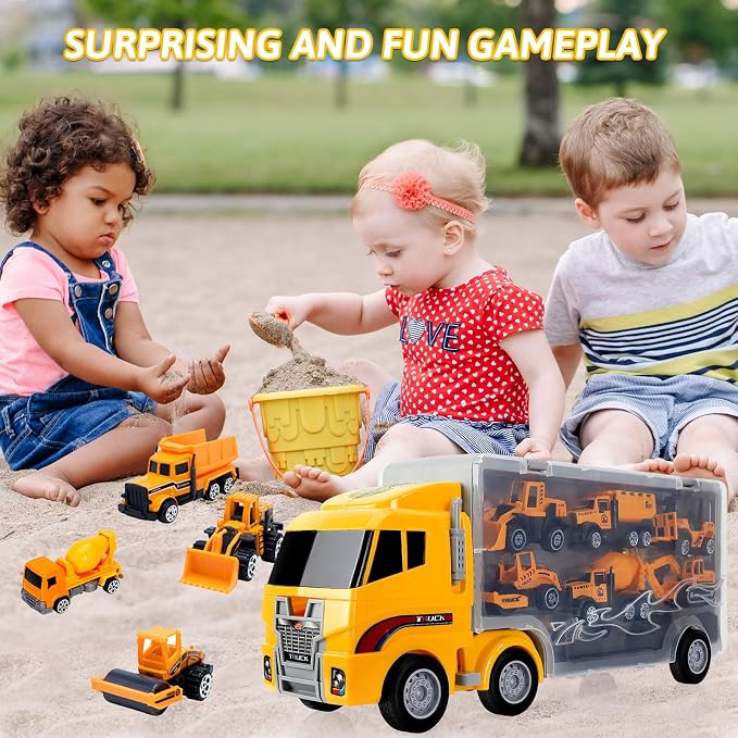 ALOTJOY Toys for Boys,13 Pcs Engineering Die-cast Construction Car Toddler Toys for 3 Year Old Boys Vehicles Gifts Kids Toys for Age 3 4 5 6 7 Year Old Kids