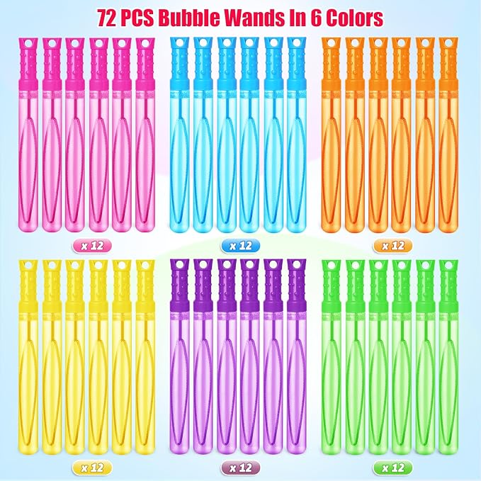 SpringFlower Bubble Wand, 72 Pcs Bubble Wands Bulk, Summer Toys Outdoor Activity Supply,Birthday, Wedding, Party, Bubble Party Favors