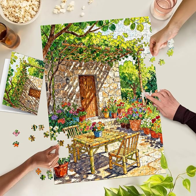 Puzzles for Adults 1000 Pieces, Jigsaw Puzzle for Adults, Fun Challenging Puzzle, Sunny Summer Patio Puzzles Game, Interlock Perfectly No Dust, Gifts for Easter Mother’s Day