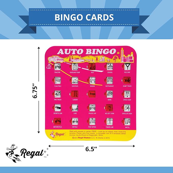 Regal Games Finger-Tip Shutter Bingo Cards with Sliding Windows - Auto Bingo Game Set - Travel Game for Adults & Kids - Reusable, No Chips & Daubers Needed - 4 Packs - Pink