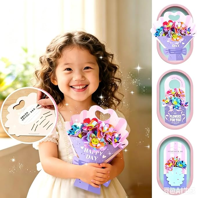 Unicorn 2-in-1 DIY Dough Flower & Fabric Bouquet Craft Kit - Fabric & Play Clay Flower Set, Educational Arts Crafts Toy for Boys Girls Ages 3-8, Perfect Birthday Holiday Gift for Preschool Kids