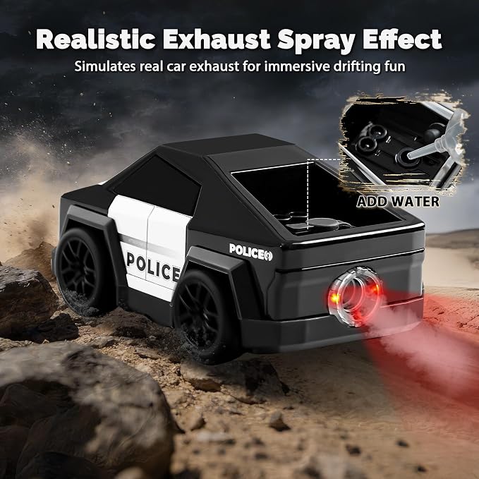 Remote Control Car Cyber-Inspired Rc Cars Toys with Drift Spray Lights Sound Automatic Follow 2.4GHz Rc Truck Toys for 3+ Boys Pet
