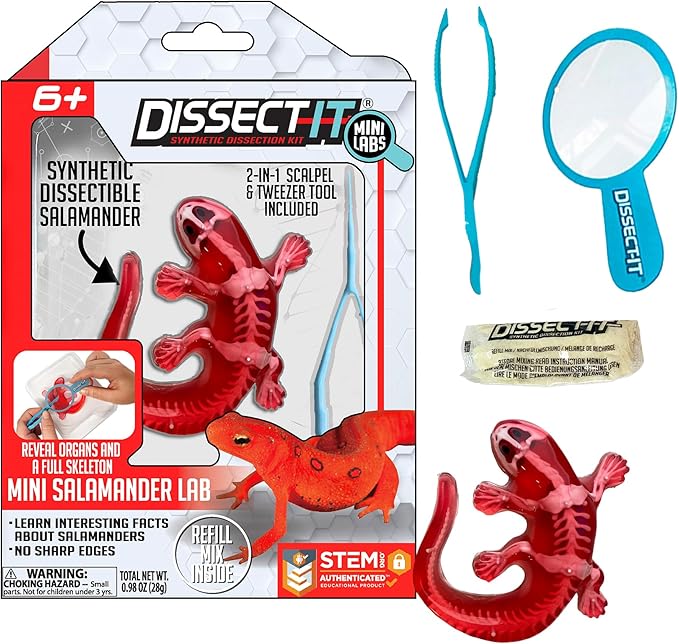 Top Secret Toys Dissect-It Mini Labs Salamander Dissection Kit for Kids, Realistic Synthetic Kids Science Kit - On, Biology and Animal Anatomy, STEM Toy, Ages 6+