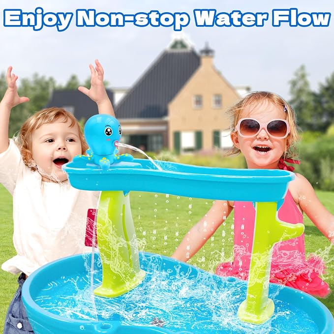 Intoypad Water Table Pump, Octopus Battery Powered Water Pump for Water Table 3 Hours Non-Stop Fun Summer Outdoor Water Toys Outside Water Play Table Accessories for Toddlers Kids (Blue)