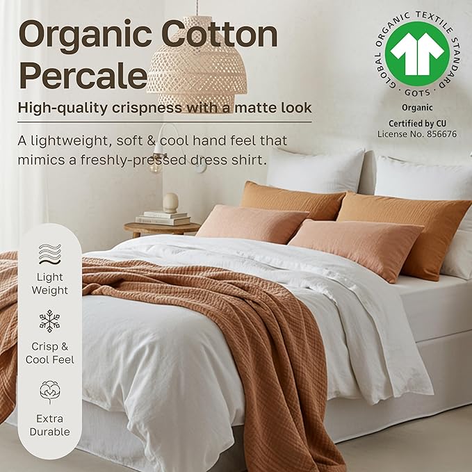 California Design Den Twin XL Bed Sheets Set - Soft 100% Organic Sheets with Deep Pockets, Crisp Percale, Breathable and Durable Bedding Set - Blue Hydrangea