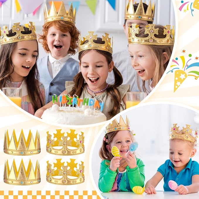 Yaomiao 22 pack DIY Crowns Set Include 12 Pcs Foam Princess Crowns and 10 Pcs Diamond Sticker for Kids