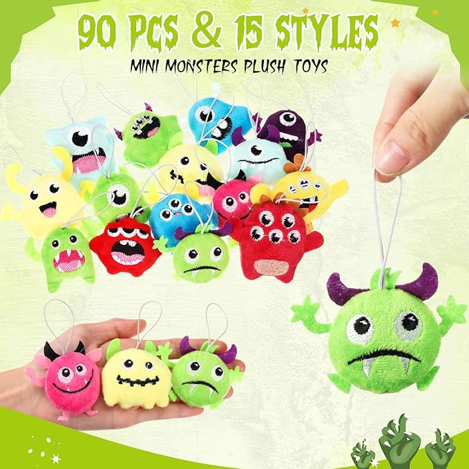 Libima 90 Pcs Mini Plush Keychain Small Stuffed Devil Bulk Cute Mini Stuffed Animals Keychains Set for Carnival Birthday Party Favor Back to School Gift