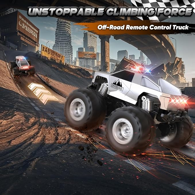 Remote Control Car, All Terrain Remote Control Truck, RC Cars with 360 Degree Spins, Pickup-Style Toy Car with Light, Rechargeable RC Truck for Boys Girl Kids 4-7 8-12 6-8
