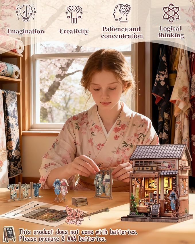 CUTEBEE Book Nook Kit for Adults Teens, DIY Japanese Style Miniature Dollhouse, 3D Puzzle Educational Toy, Bookshelf Home Decor & Creative Birthday for Family Friends