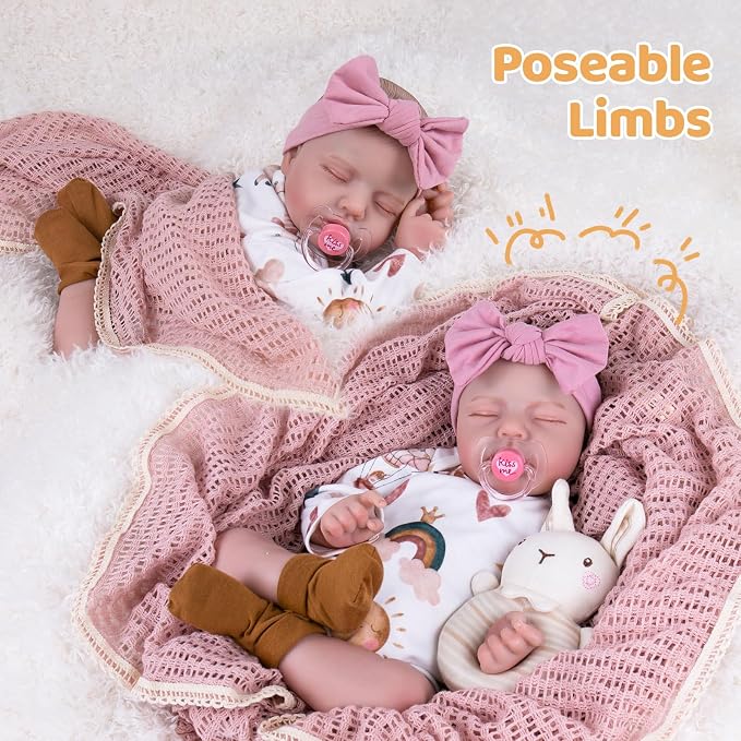 Aori Lifelike Reborn Baby Dolls Real Life Realistic Baby Dolls 20 '' Sleeping Newborn Baby Girl with Rainbow Doll Clothes for Girls 3+