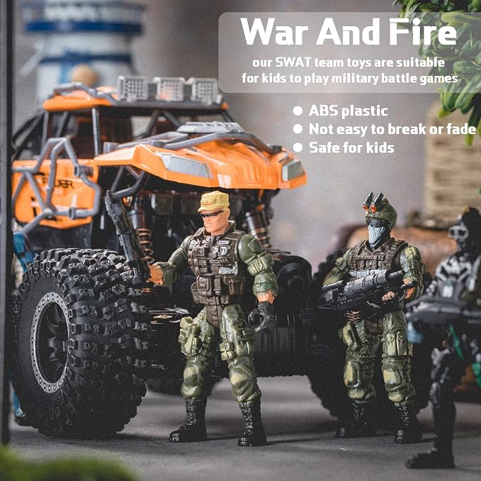 Tuanse 26 Pcs SWAT Team and Military Action Figures Playset with Weapons, Army Toys for Kids Boys Girls