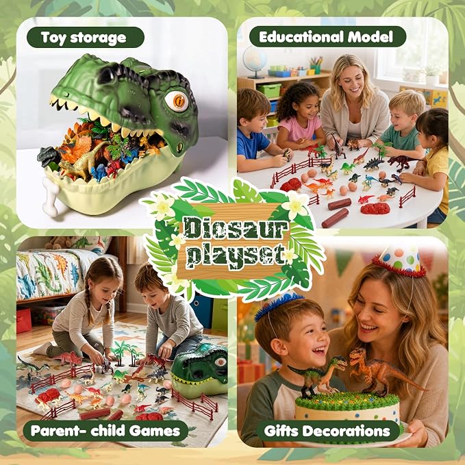 Dinosaur Toys for Kids 3-5,45PCS Realistic Jurassic Dinosaurs Figures with Eggs&Trees&Fence Playset to Create a Dino World,Educational Figures, Great Gift for Toddler Boys & Girls