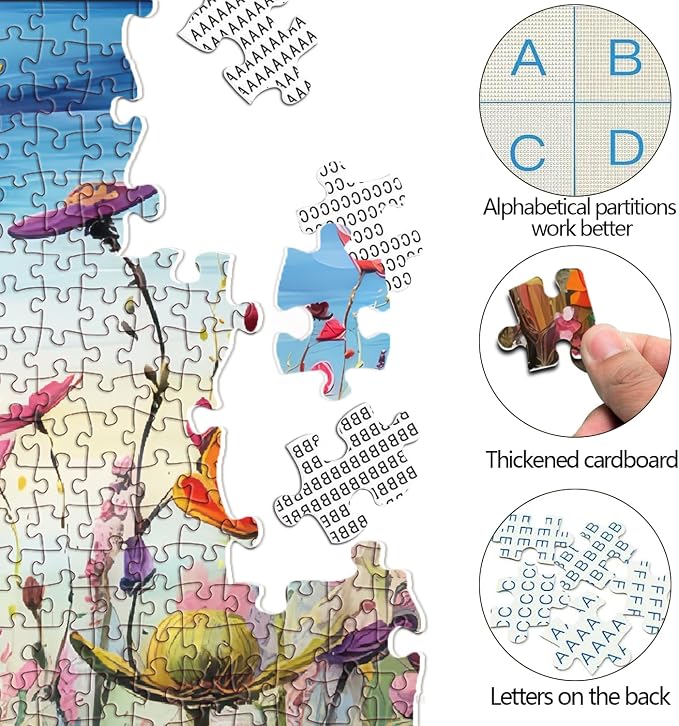 Puzzles for Adults 1000 Pieces, Flowers 1000 Piece Puzzle for Adults, Jigsaw Puzzles 1000 Pieces with Letters On Back Hard Impossible Difficult Challenging Family Puzzle (27.5"X19.6")