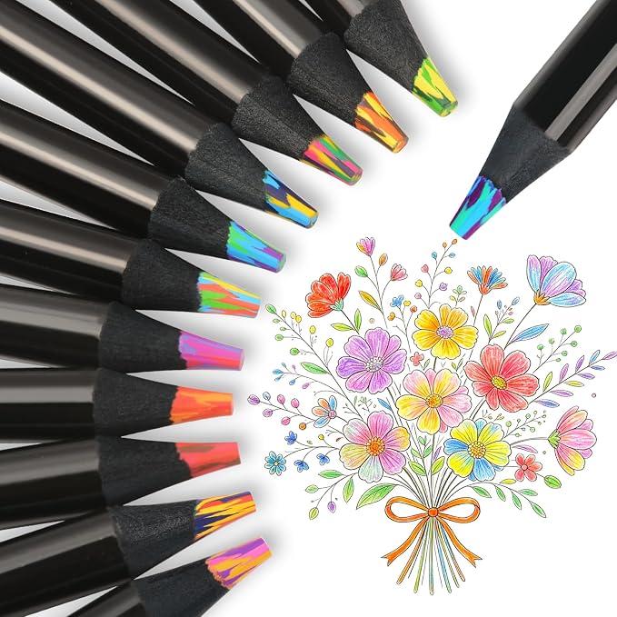 nsxsu Art Supplies for Kids Teens Adults, 12 Rainbow Pencils Drawing Supplies, Jumbo Multi Colored Pencils for Sketching Drawing, Tween Girls Trendy Stuff Birthday Party Favor Crafts for Boys 6-12