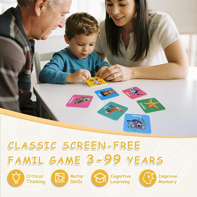 72 PCS Memory Match Game, Animial Matching Game for Kids 3 and up, Enhanced Memory Skills for Toddlers Ages 3 and Up