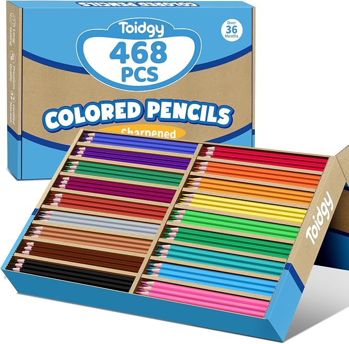 468 Count Colored Pencils Bulk Classroom, Colored Pencils for Kids 18 Assorted Colors, Coloring Pencil Set for Teachers & Adults, Pre-sharpened Color Pencils, Back to School Supplies Bulk for Students