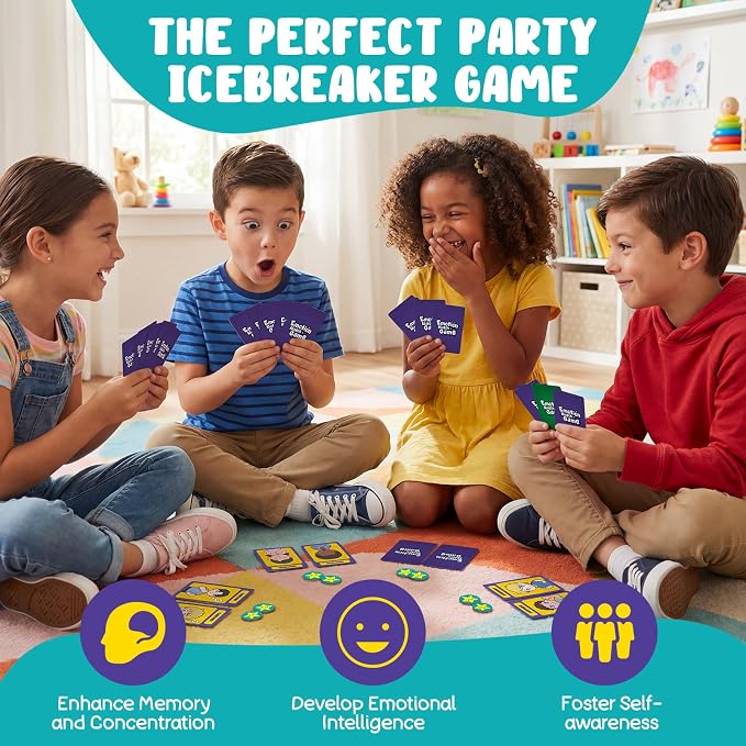 Faces & Feelings Go Fish Card Game Social Emotional Learning Activities for Kids Ages 6+,Learn to Identify Various Moods, Cartoon Faces Emotions Social Skills Games for Home, Therapy & Classroom Use