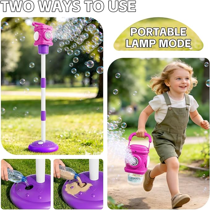Bubble Machine for Kids, Remote Control Street Lamp Bubble Machine with Lights, Automatic Standing Bubble Tower, Outdoor Bubble Torch Toys for Wedding Summer Bubble Maker for Kids Ages 3 4 5 6 7 8 9
