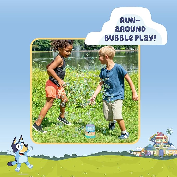 BLUEY Cyclone NO Spill Bubble Machine | Bluey Toy for Baby, Toddlers and Kids | Includes Non Toxic Bubble Solution