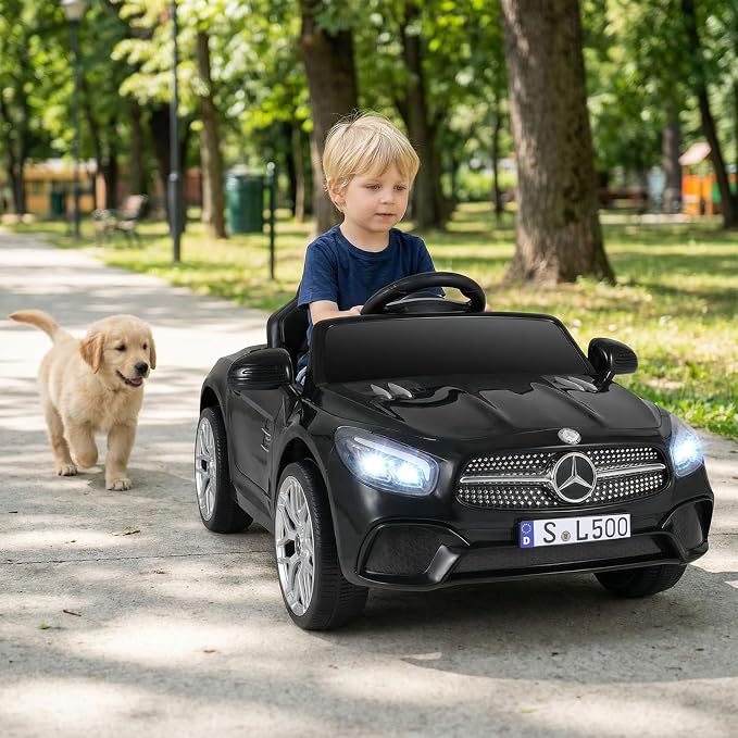Costzon Ride On Car, 12V Licensed Mercedes Benz Electric Vehicles with Parent Remote Control, LED Headlights, Music & Wireless Connection, Kids Car for Boys Girls Aged 3-8 (SL500,Black)