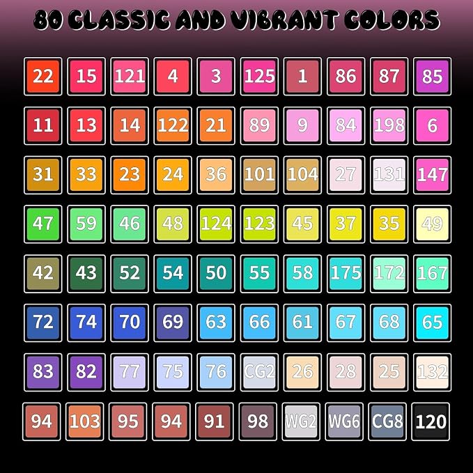 alchilalart 80-Colors Alcohol Markers Set, Dual Tip Art Markers with Case, Premium Artist Pens for Adult Coloring Books, Journaling, Sketching, Manga, Card Making, Gifts for Teens & Women