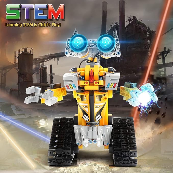Sillbird Robot Building Kit with Remote Control STEM Gifts for Boys Age 8-13, Coding Buildable Robotic Toys for Kids Birthday with 468 Pieces