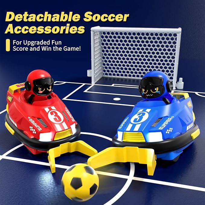 bessome Cute Cartoon Remote Control Bumper Car Toy Set of 2 Players Football Games|Toddlers Mini RC Car Toys with Light & Sound & 360°Rotating|Christmas Birthday Gifts for 3 4 5 Year Old Boys Girls