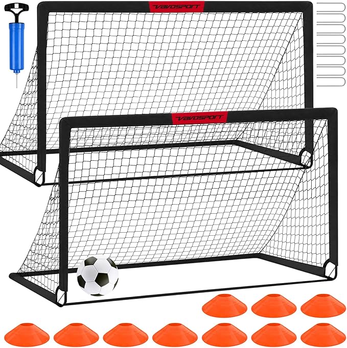 Kids Soccer Goals for Backyard Set - 2 of 4' x 3' Portable Soccer Goal Training Equipment, Pop Up Toddler Soccer Net with Soccer Ball, Soccer Set for Kids and Youth Outdoor Games, Sports, Play
