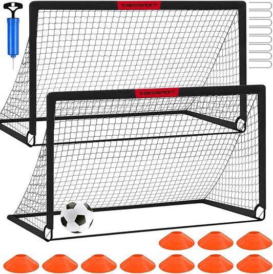 Kids Soccer Goals for Backyard Set - 2 of 4' x 3' Portable Soccer Goal Training Equipment, Pop Up Toddler Soccer Net with Soccer Ball, Soccer Set for Kids and Youth Outdoor Games, Sports, Play