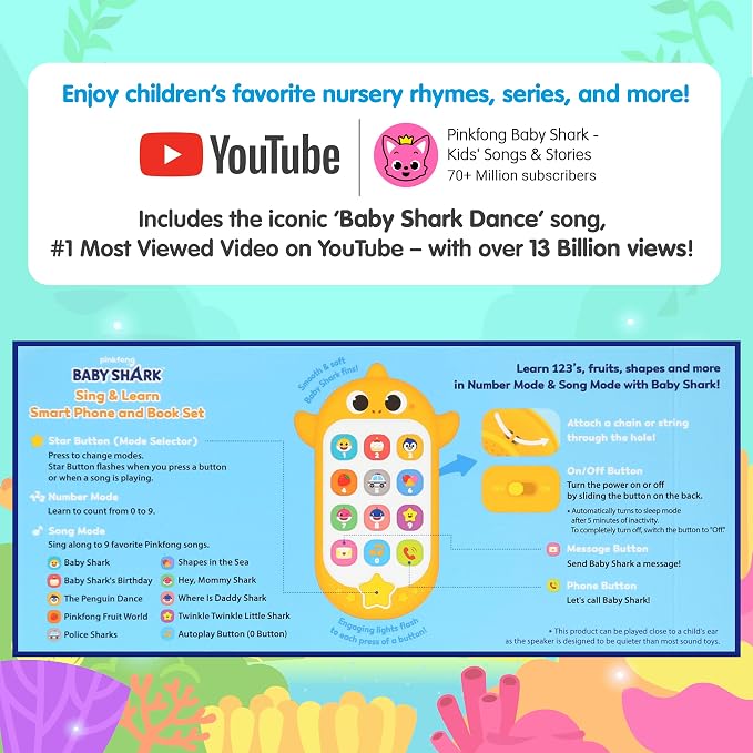 Pinkfong Baby Shark Sing & Learn Smart Phone and Book Set - Interactive Educational Book - Ages 1-3